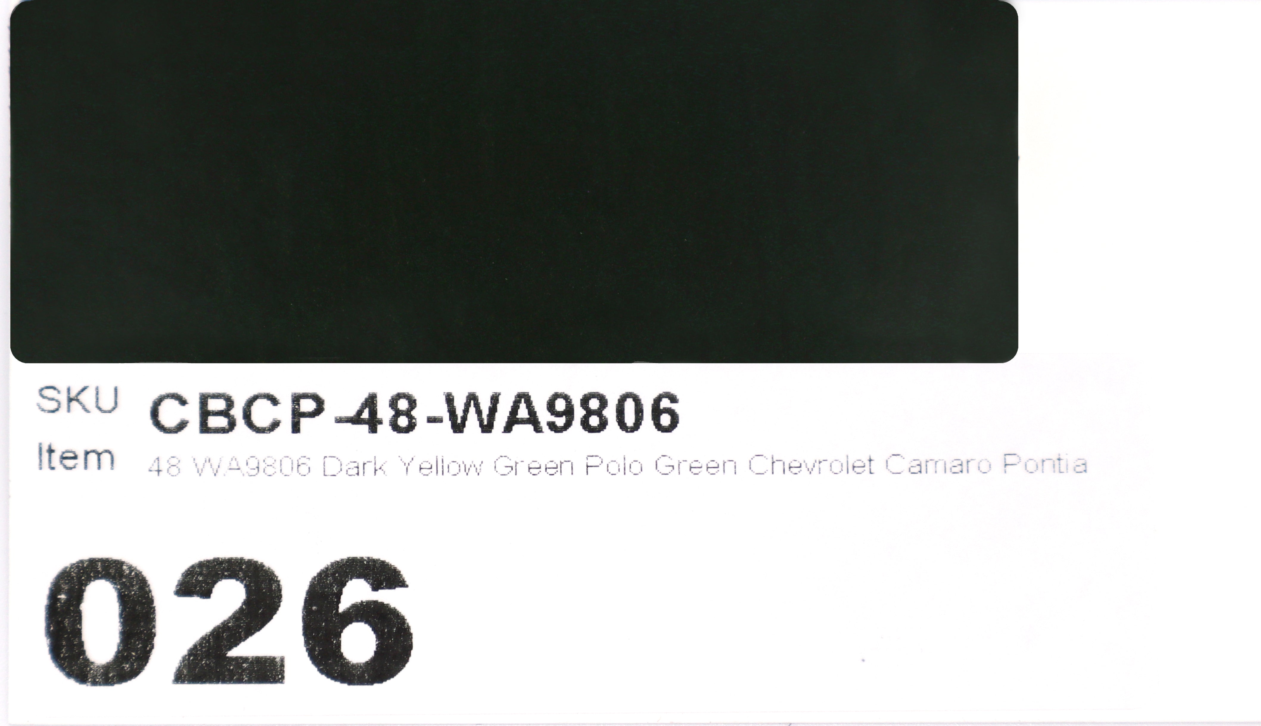 48 WA9806 Dark Yellow Green Polo Green Chevrolet Camaro Pontiac Firebird Brake Caliper Paint