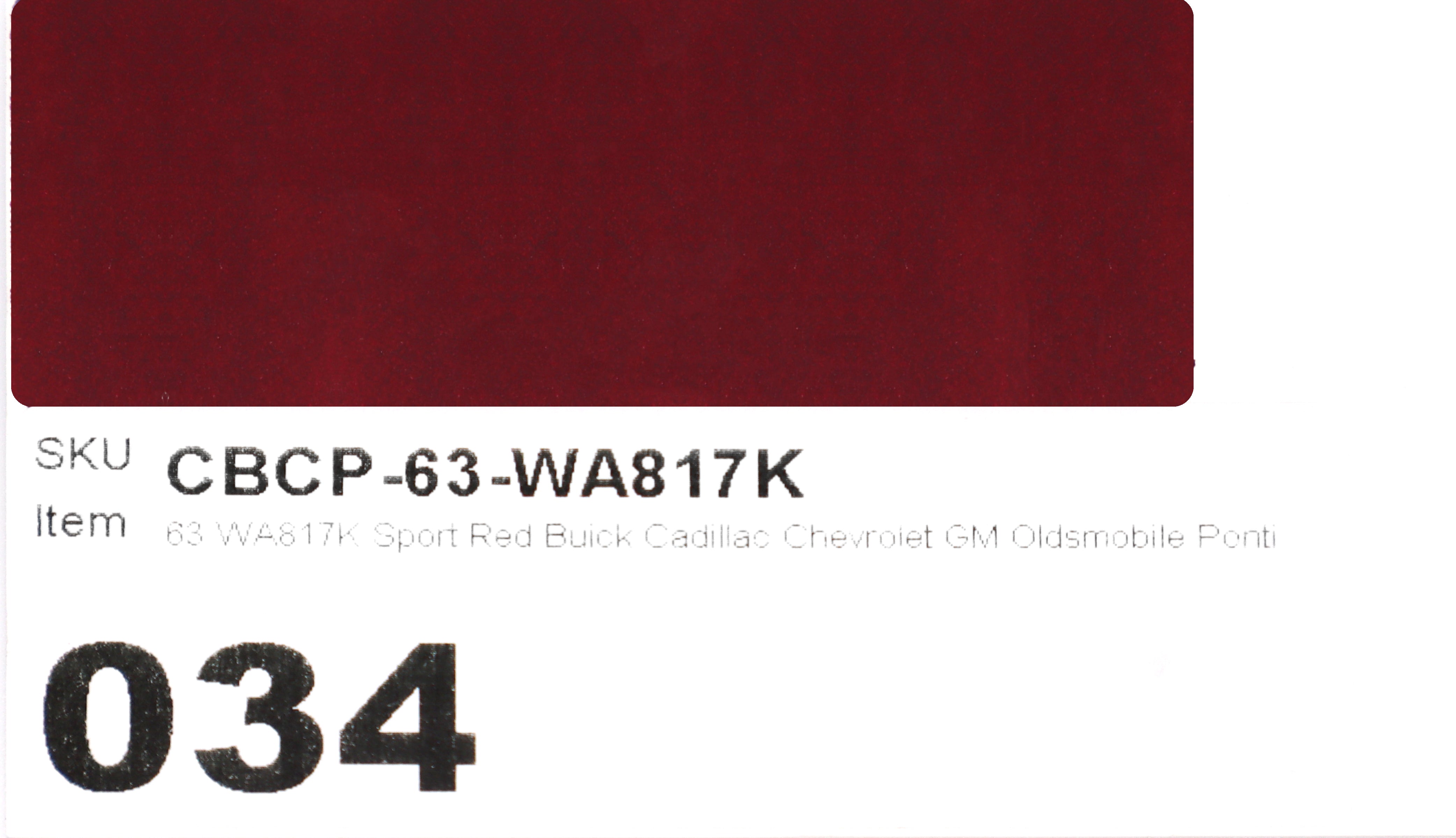 63 WA817K Sport Red Buick Cadillac Chevrolet GM Oldsmobile Pontiac Saturn Custom Brake Caliper Paint