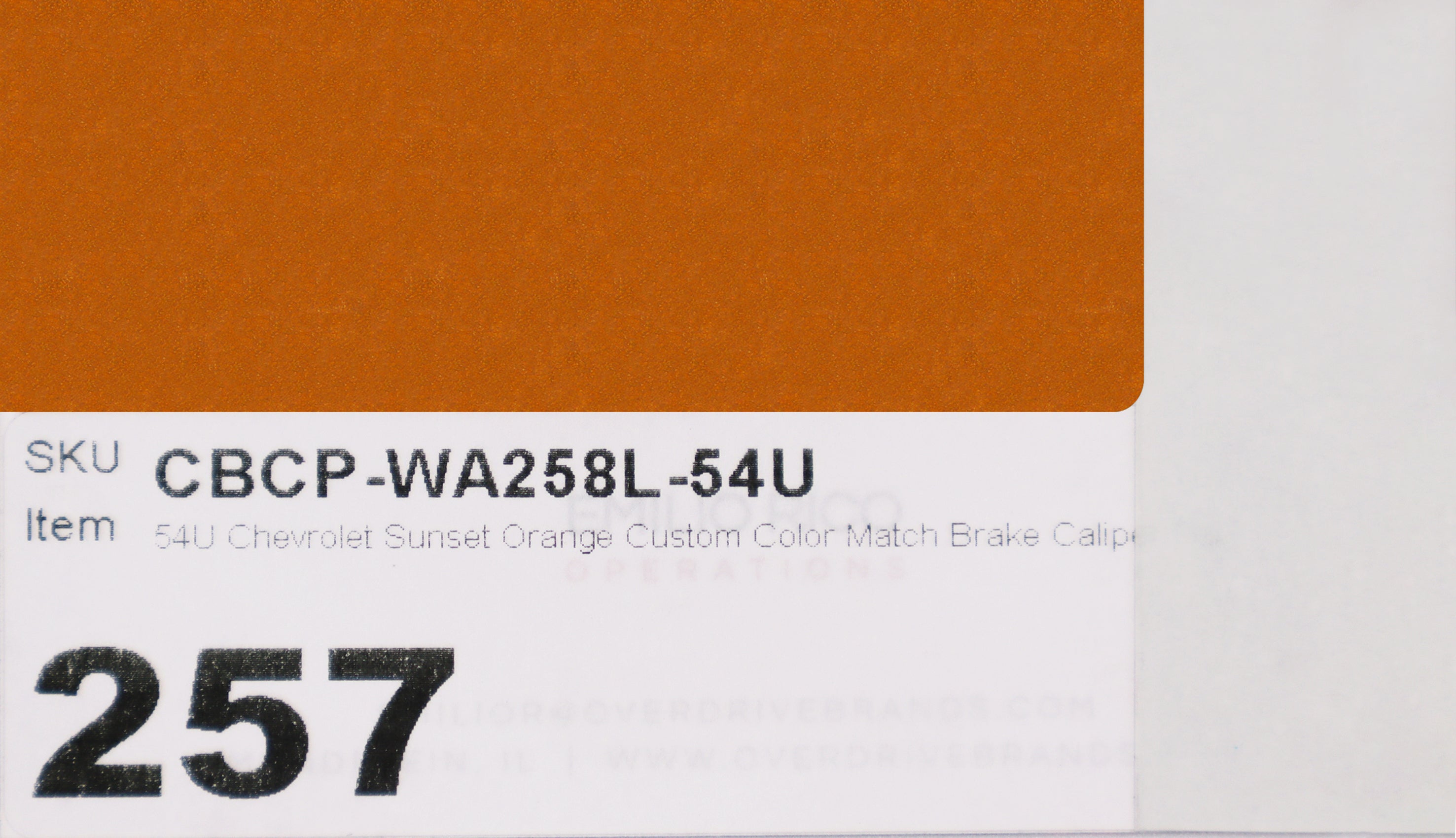 54U Chevrolet Sunset Orange Custom Color Match Brake Caliper Paint Kit