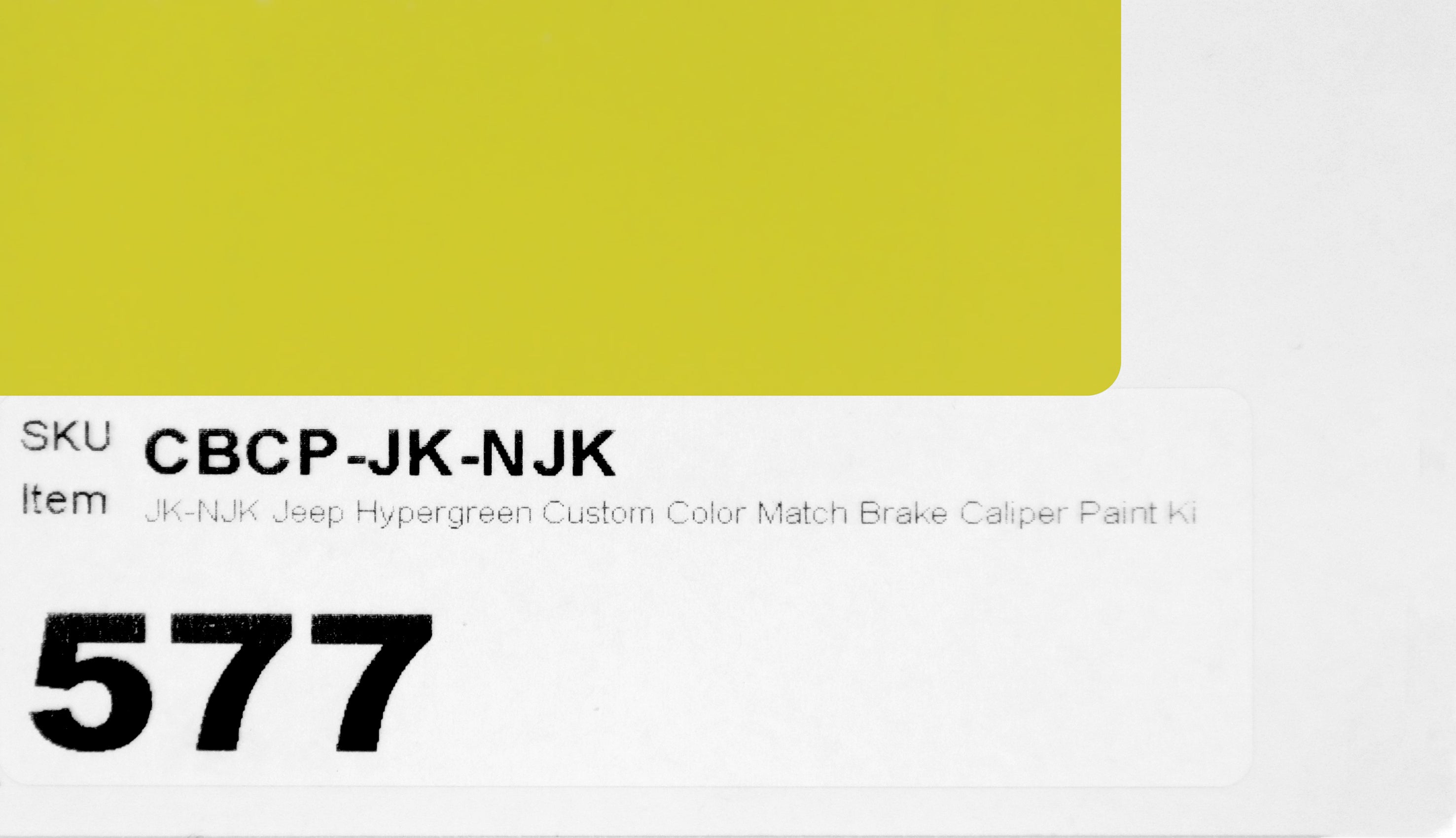 JK-NJK Jeep Hypergreen Custom Color Match Brake Caliper Paint Kit