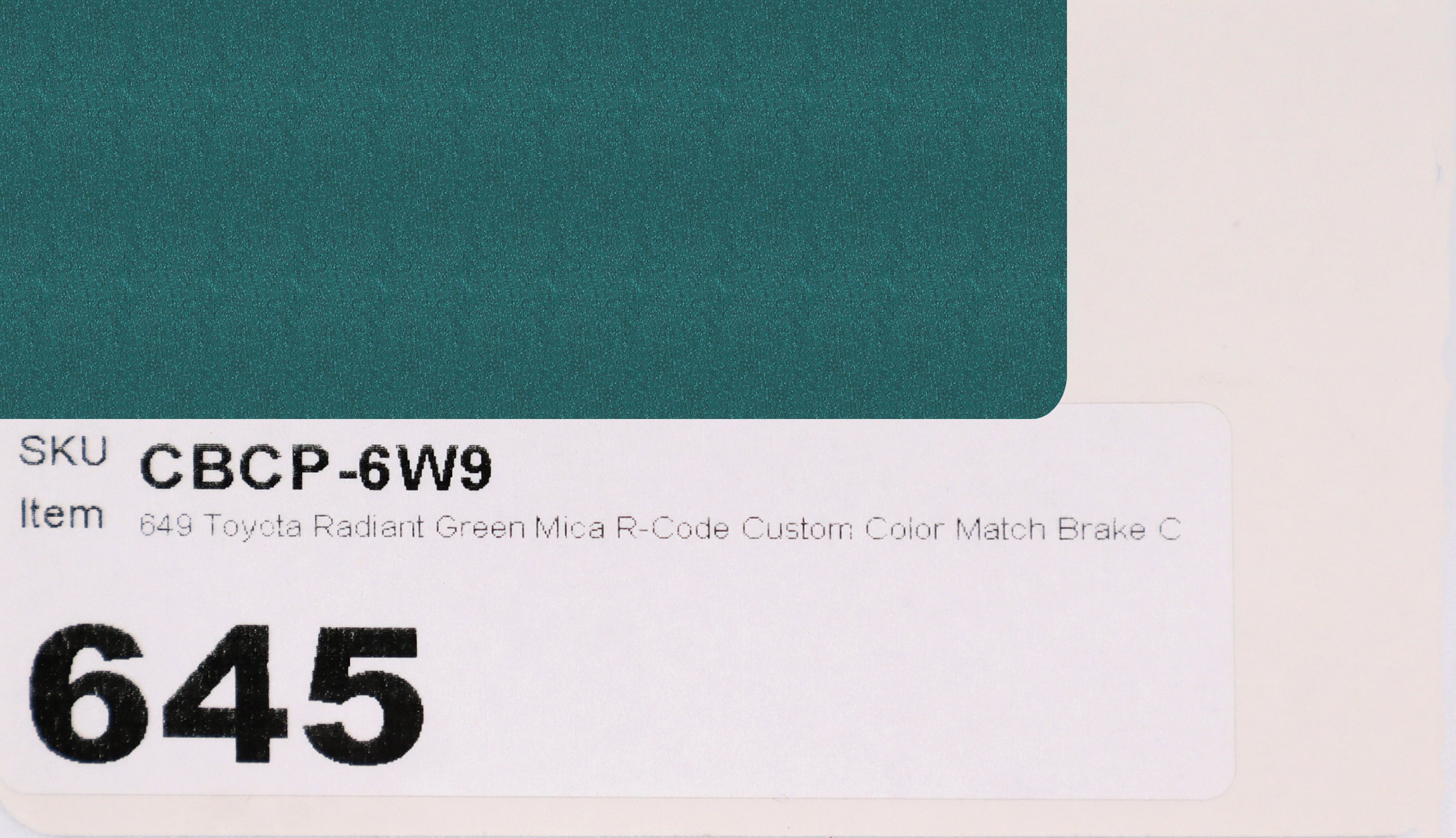 6W9 Toyota Radiant Green Mica R-Code Custom Color Match Brake Caliper Paint