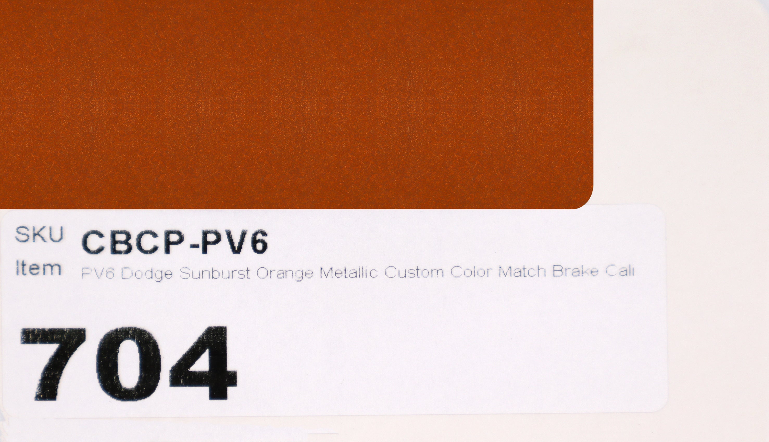 PV6 Dodge Sunburst Orange Metallic Custom Color Match Brake Caliper Paint