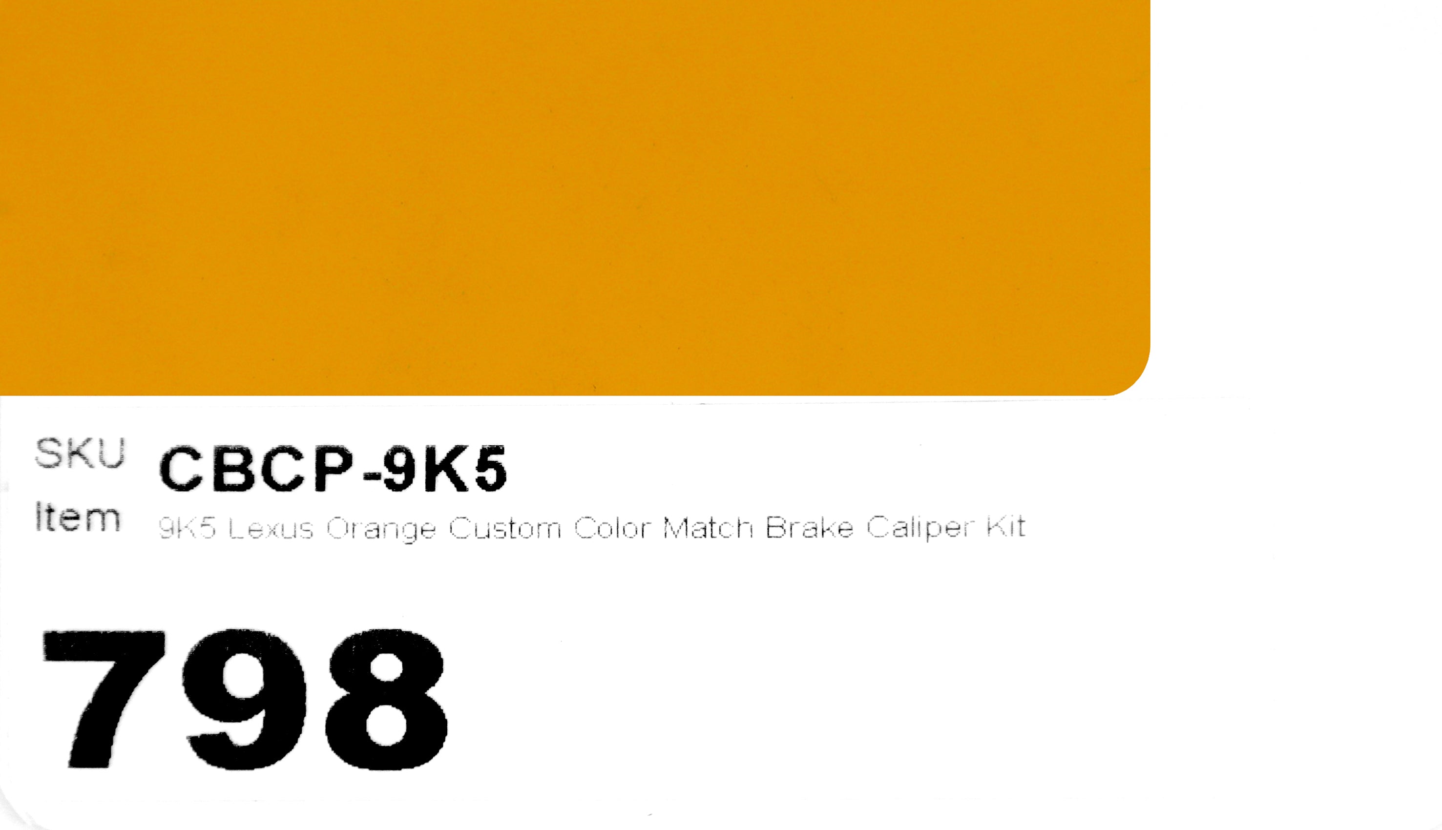 9K5 Lexus Orange Custom Color Match Brake Caliper Paint