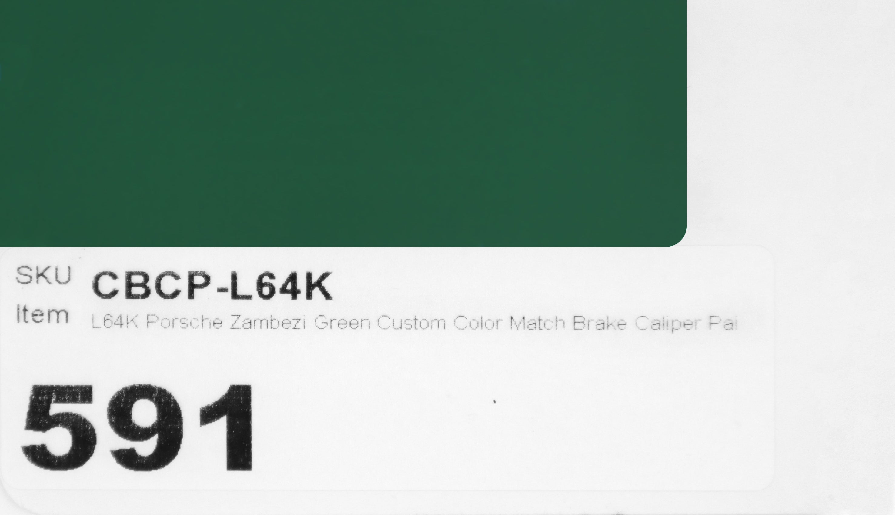 L64K Porsche Zambezi Green Custom Color Match Brake Caliper Paint