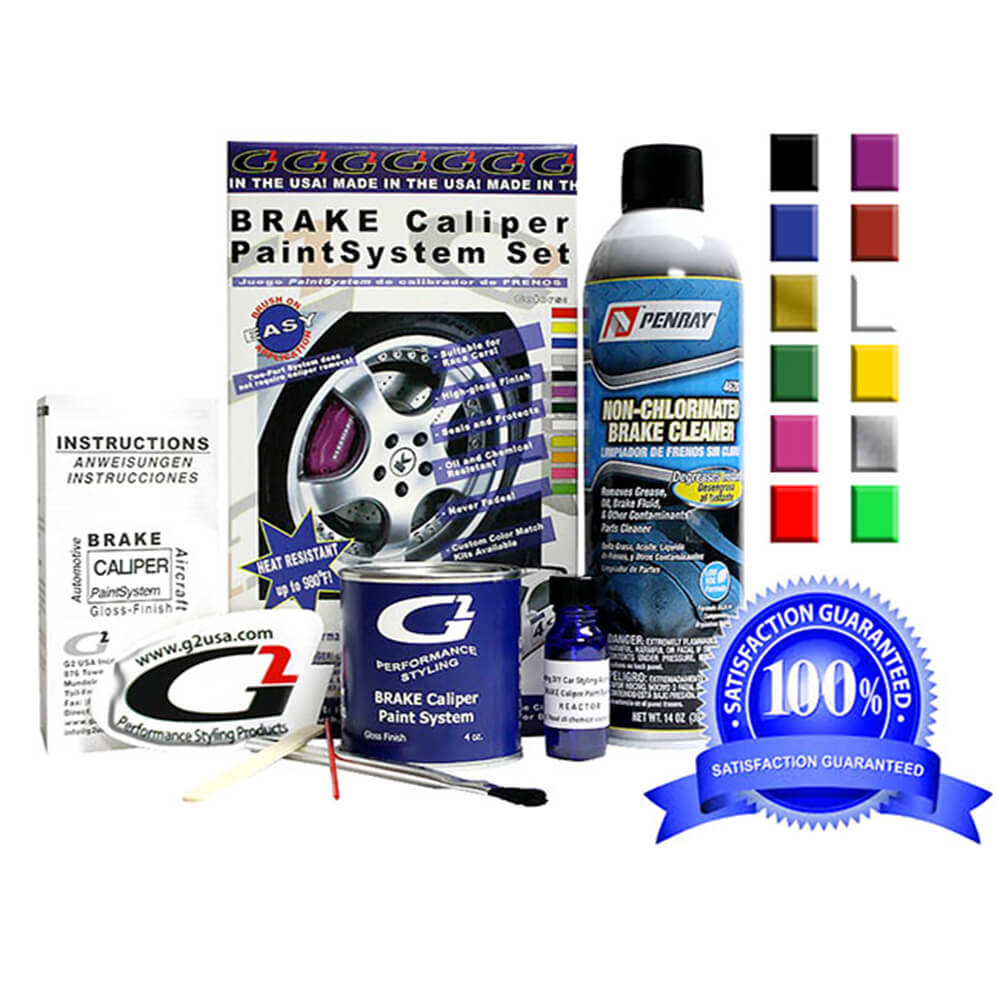 G2 High Temperature Brake Caliper Paint Kit - High Gloss, Wear and Heat Resistant, Epoxy Paint System - Dries Hard, No Flaking or Fading Black G2164